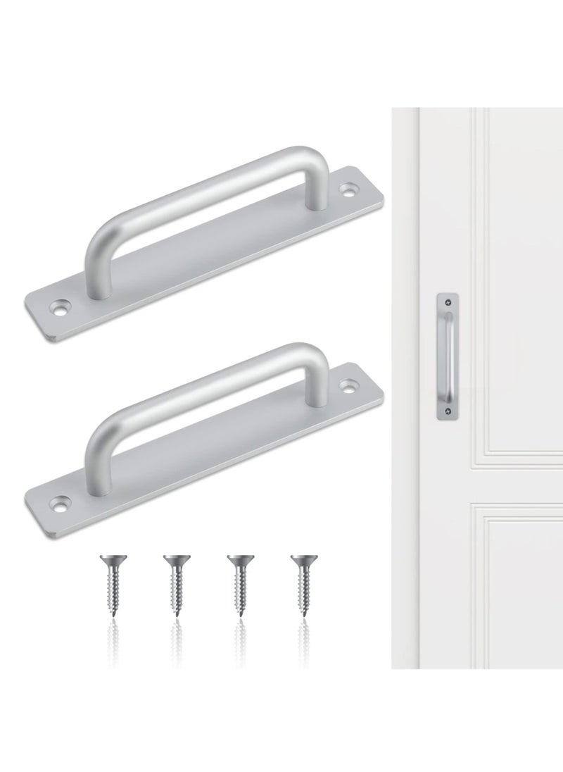 Y&D Sliding Door Handles, 2 Pcs Pull Push Stainless Steel Bathroom Kitchen Cupboard Cabinet Garage Shed Barn Gate Handles with Metal Plates (148mm x 25mm)  - Image 1