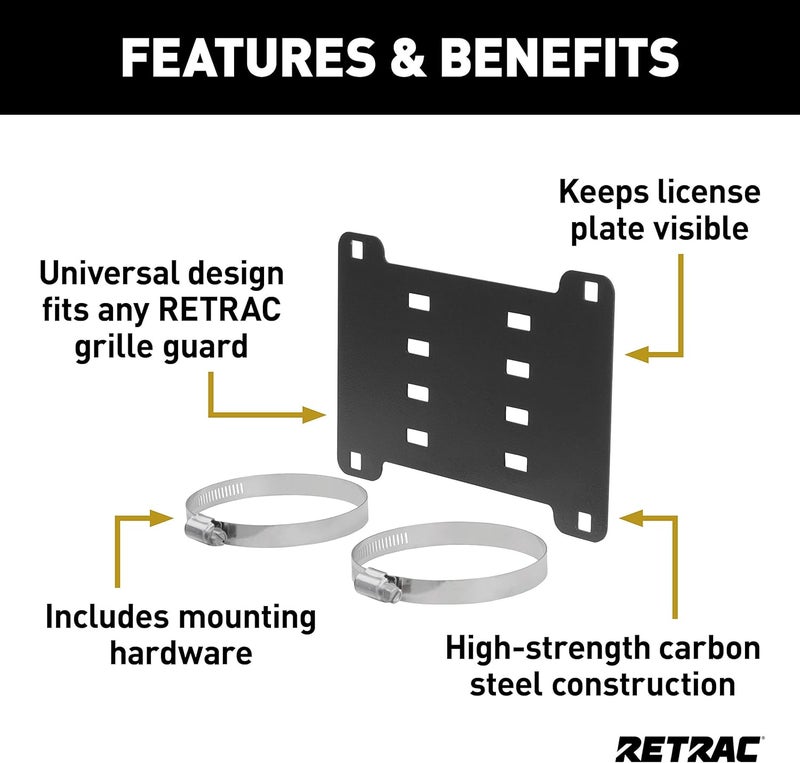 beseloa RETRAC 205495 3-Inch Grille Guard License Plate Bracket - Image 3