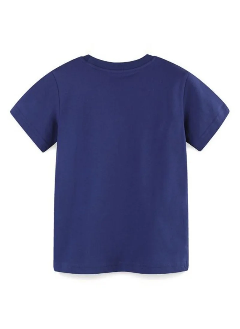 YUNIQEE Navy Blue Graphic Printed Round Neck T-shirt