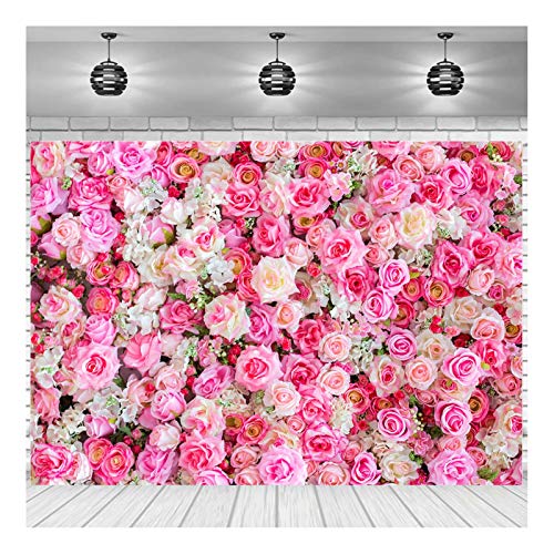 XLL 3D Pink Rose Flower Theme Photo Background Wedding Bridal Newborn Shower Birthday Party Photography Backdrops Banner Decor Supplies Anniversary Ceremony Couple Studio Props 5x3ft Vinyl - Image 2