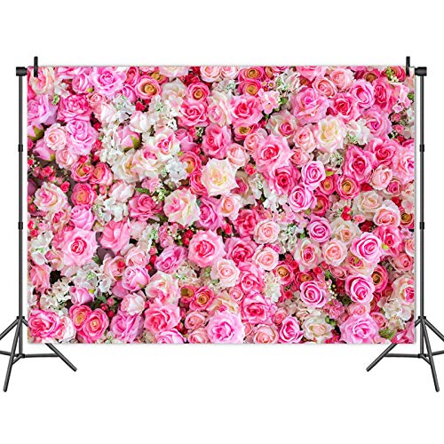 XLL 3D Pink Rose Flower Theme Photo Background Wedding Bridal Newborn Shower Birthday Party Photography Backdrops Banner Decor Supplies Anniversary Ceremony Couple Studio Props 5x3ft Vinyl - Image 3
