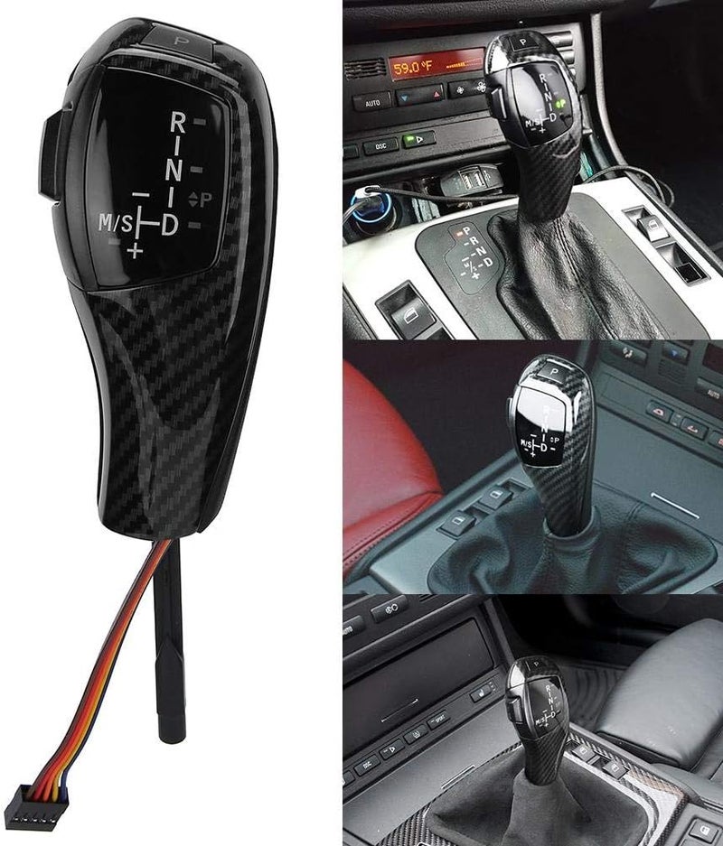 woobles Gear Shift Knob Head Shift Lever, LHD Automatic LED Gear Shift Knob Retrofit Kit for E90 E92 E84 E89 for F30 Style (Carbon Pattern) Carbon pattern - Image 1