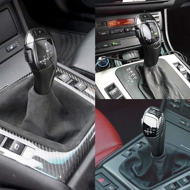 woobles Gear Shift Knob Head Shift Lever, LHD Automatic LED Gear Shift Knob Retrofit Kit for E90 E92 E84 E89 for F30 Style (Carbon Pattern) Carbon pattern - Image 2