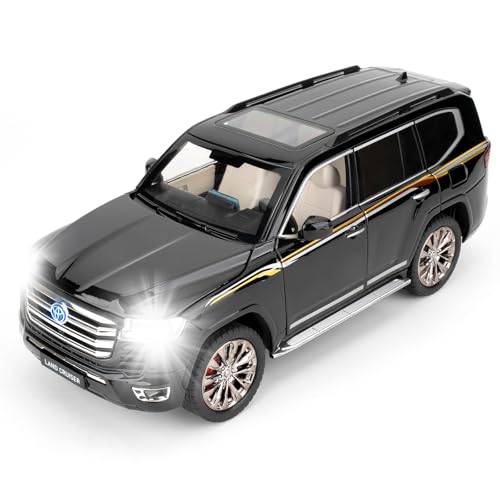 LOVEPOSELY Compatible for 118 Scale Collectible Landcruiser LC300 Diecast Model Car Zinc Alloy Pull Back Toy Car Vehicle with Lights and Sounds for Decoration Adult Boys GirlsBlack - Image 1