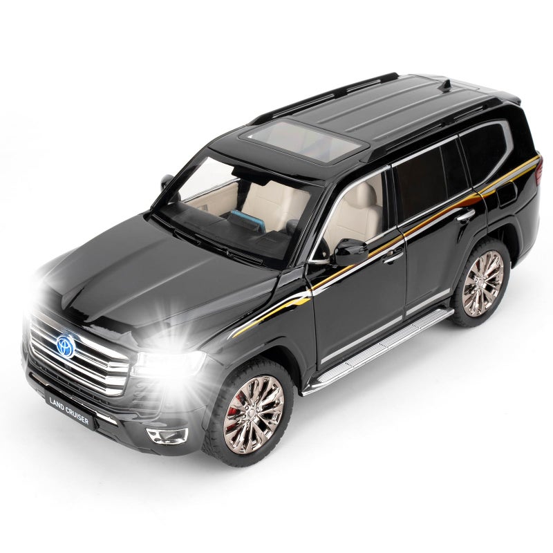 LOVEPOSELY Compatible for 118 Scale Collectible Landcruiser LC300 Diecast Model Car Zinc Alloy Pull Back Toy Car Vehicle with Lights and Sounds for Decoration Adult Boys GirlsBlack - Image 3