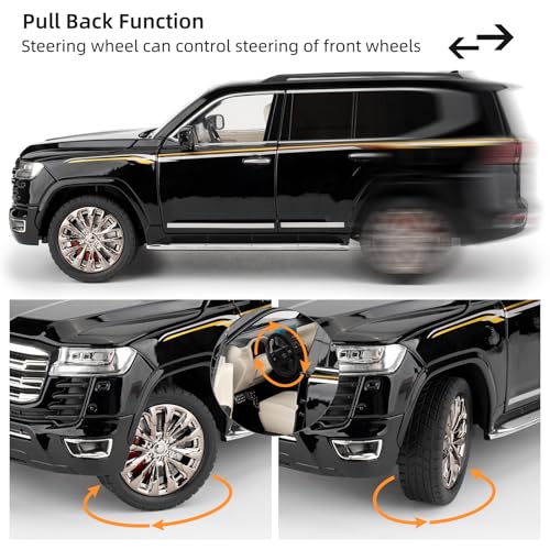 LOVEPOSELY Compatible for 118 Scale Collectible Landcruiser LC300 Diecast Model Car Zinc Alloy Pull Back Toy Car Vehicle with Lights and Sounds for Decoration Adult Boys GirlsBlack - Image 5