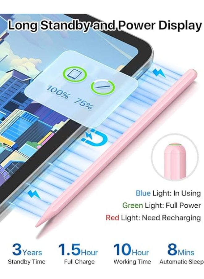 Stylus Pen for iPad with Magnetic Wireless Charging – 2nd Generation Smart Pen, Compatible with iPad Pro 11/12.9, iPad Air 4/5, iPad Mini 6 – Pink - Image 4