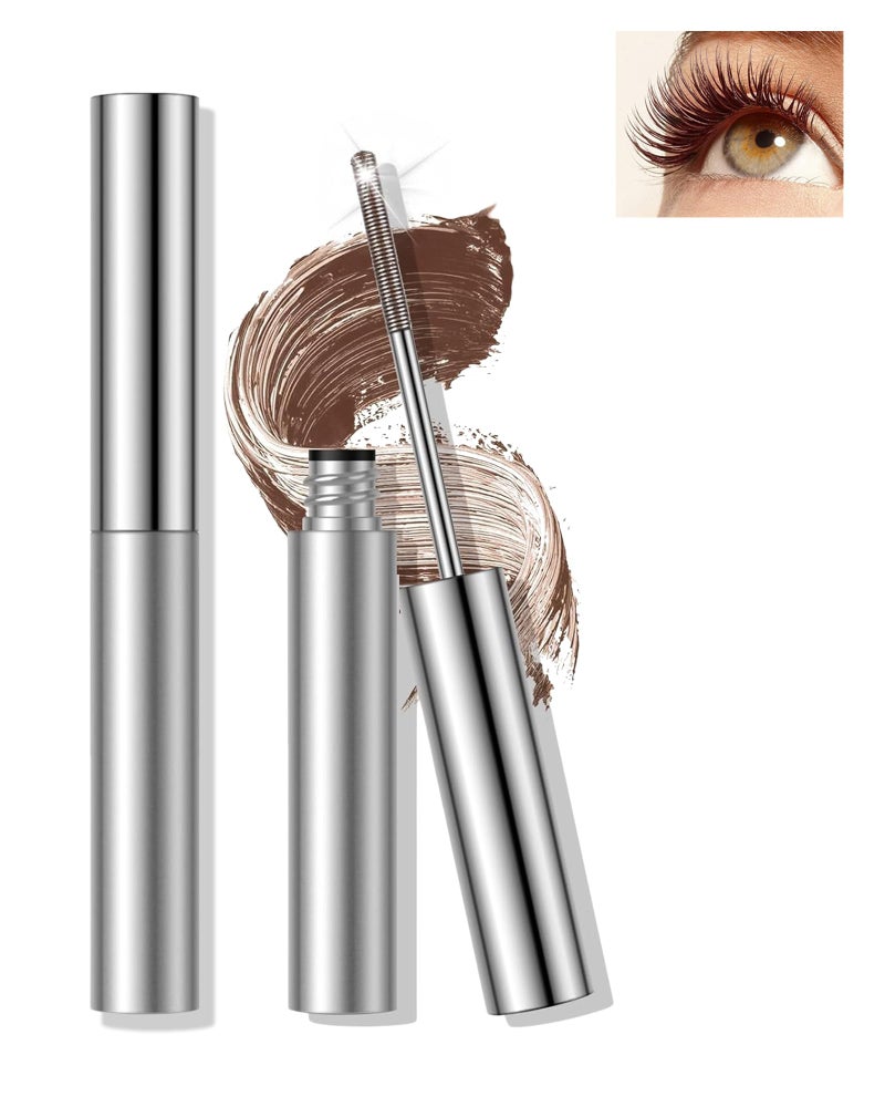 Lestpola Washable Metal Rod Mascara, Brown Waterproof Tube Mascara Volume and Length,3D Skinny Curling Iron Wand,Long Lasting Smudge-Proof Non Clumping Lengthening Fiber Lash MÃ¡scara Makeup for Women - Image 1