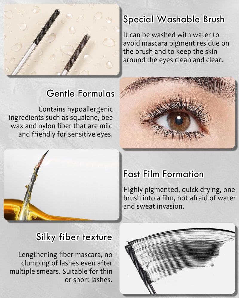 Lestpola Washable Metal Rod Mascara, Brown Waterproof Tube Mascara Volume and Length,3D Skinny Curling Iron Wand,Long Lasting Smudge-Proof Non Clumping Lengthening Fiber Lash MÃ¡scara Makeup for Women - Image 4