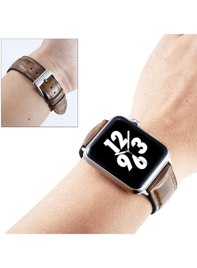 Leather Strap Compatible with Apple Watch 49mm 45mm 42mm Silicone Inner Wax Leather Strap Compatible with Apple Ultra/Ultra 2 SE SE2 Series 9/8/7/6/5/4/3/2/1 - Image 4