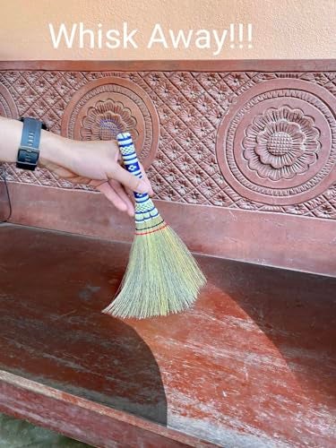 AW BROOMS Small Corn Wisk Brush Broom 11 Inch Indoor Heavy Duty Multi Surface Hard & Soft Floor Home Office Cleaning Tool Supplies 100% Handmade for Household Sweeping Indoor Outdoor (staw Soft Broom) - Image 2