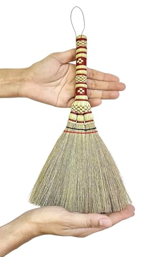 AW BROOMS Small Corn Wisk Brush Broom 11 Inch Indoor Heavy Duty Multi Surface Hard & Soft Floor Home Office Cleaning Tool Supplies 100% Handmade for Household Sweeping Indoor Outdoor (staw Soft Broom) - Image 1