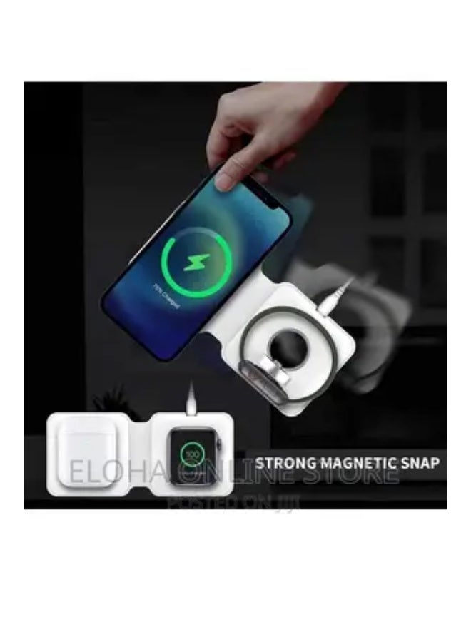 2 in 1 Wireless Charger – 15W Fast Magnetic Charging Pad, Foldable Dual Wireless Charging Station for iPhone, AirPods, Qi-Enabled Devices, Portable PU Leather Charging Dock for Travel & Home - Image 2