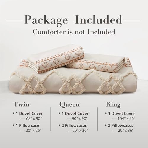 Oli Anderson Boho Duvet Cover Set Queen Size, Beige and Terracotta Color Clash 3 Pieces Microfiber Bedding Set, Durable and Super Soft Duvet Covers with Zipper and Ties, 90"*90" - Image 5