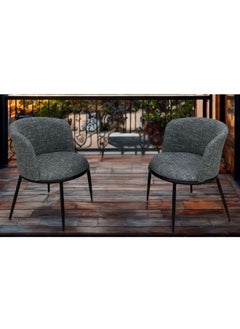 SMART HOME 3 Piece Dining Table Set, Round Table with 2 Chairs, Padded, Comfortable and Versatile Chairs, 3 Piece Dining Table Set Consists of a Table with a Wooden Top and Strong Metal Bases with 2 Luxurious Padded Chairs, Dining Table with 2 Seats Table Size 70x58x58 cm and Chair Size 70x43x43 cm  - Image 4