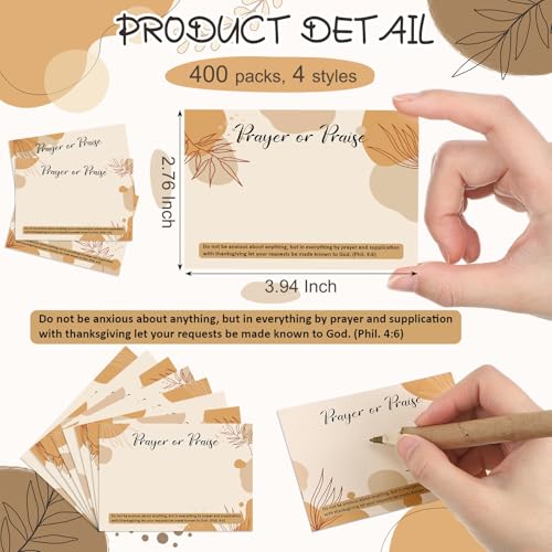 Resholder 400 Pcs Prayer Cards Bulk Church Visiting Cards Catholic Baptism Funeral Gifts Christian Scripture for First Communion Fathers Day Women Christening Favors Guest Gifts(Boho) - Image 2