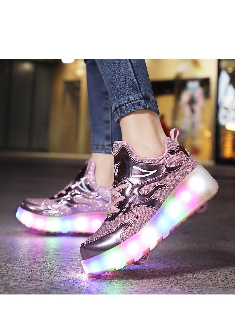 Loquat LED Flash Light Sneaker Skate Shoes with Wheels Roller Skates Shoes for Kids - Image 4