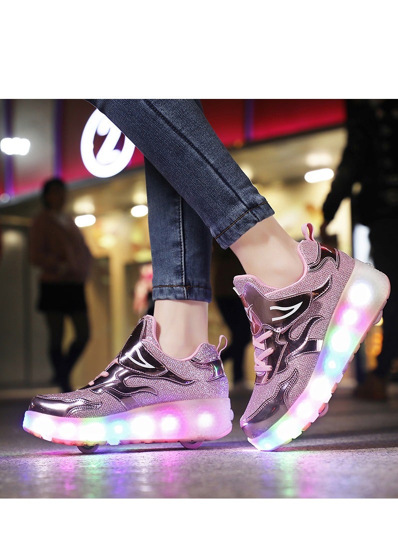 Loquat LED Flash Light Sneaker Skate Shoes with Wheels Roller Skates Shoes for Kids - Image 5