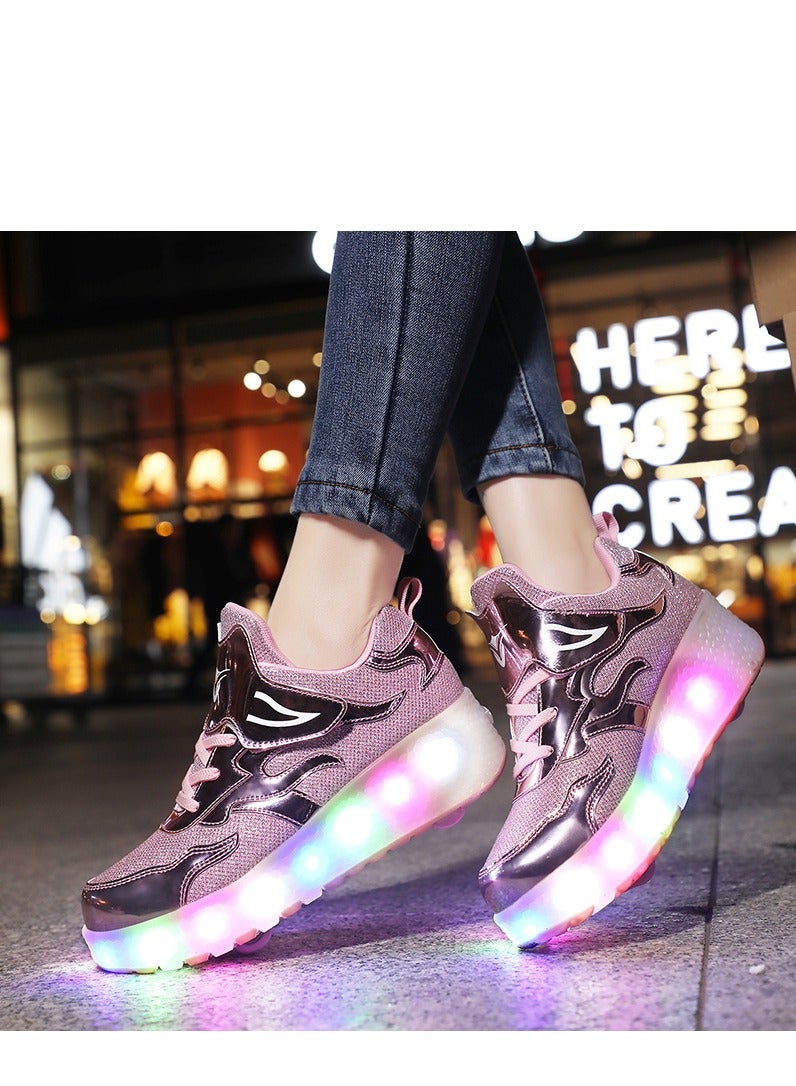 Loquat LED Flash Light Sneaker Skate Shoes with Wheels Roller Skates Shoes for Kids - Image 3