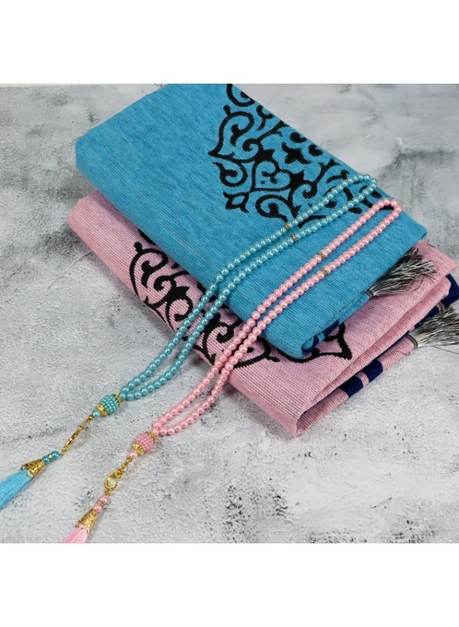 SUNDUS Sajdah Prayer Mat Set for Him and Her – 2 Muslim Prayer Rugs with Tasbih, Soft Islamic Salah Mats for Couples - Image 4