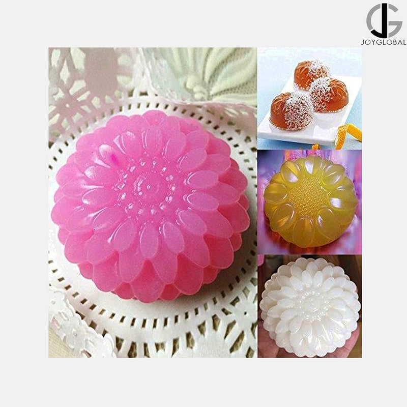 JoyGlobal Silicone 6 Cavity Sunflower Mixed Flower Chrysanthemum Cupcake Baking Muffin Candle Soap Mould Output Weight Approx 100 Grams - Image 5