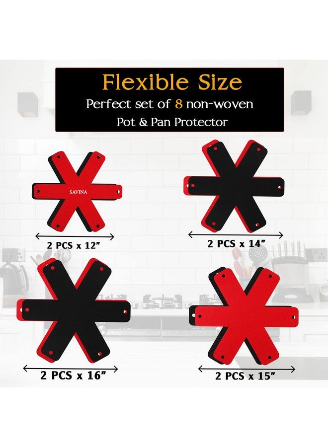 SAVINA Savina Pot & Pan Protectors - Big Different Sizes (16" 15" 14" 12") - Set of 8 - Material Felt, Cookware Protectors, Keep Kitchenware of Scratches and Avoid Clatter, Divider Pads  - Image 4