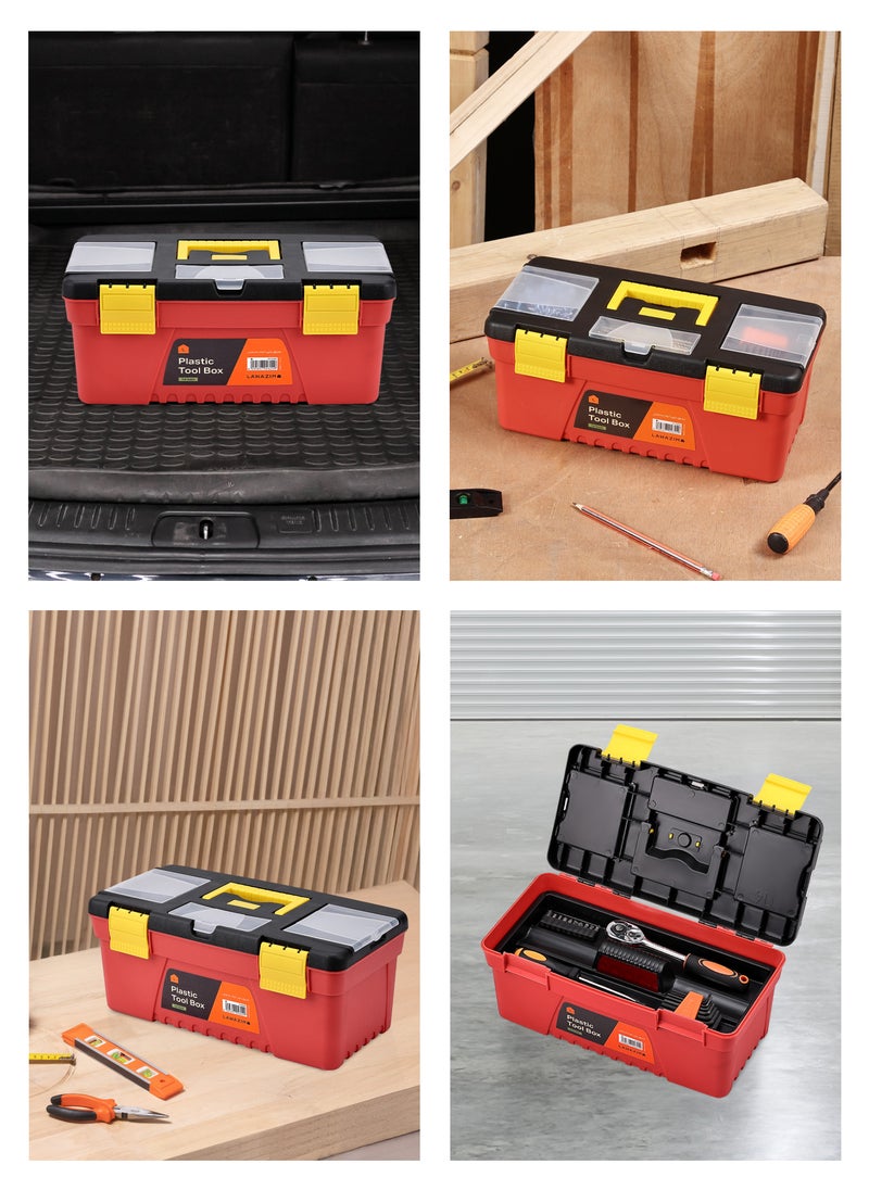 LAWAZIM - Plastic Tool Box - 14 Inch - Durable Storage Organizer with Removable Tray, Secure Latch, and Multiple Compartments - Ideal for Workshops, Garages, and On-the-Go Repairs - Image 1