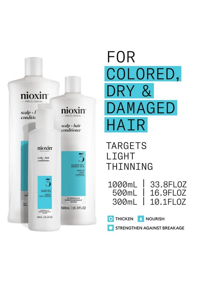 Nioxin System 3 Scalp + Hair Thickening Conditioner | For Colored, Dry, & Damaged Hair with Light Thinning | Maintain Vibrant Color | Strengthen & Nourish with Niacinamide & Biotin | 10.1 Fl Oz - Image 4
