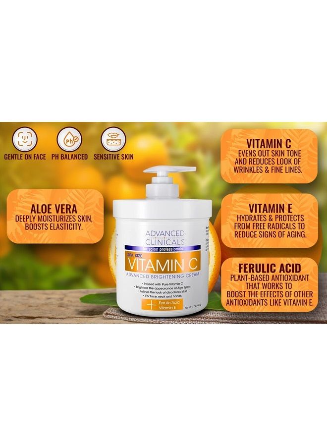Advanced Clinicals كريم الجسم بفيتامين C + لوشن مرطب عسل مانوكا 2-باك مجموعة العناية بالبشرة. كريمات مضادة للشيخوخة للجسم والوجه للبشرة الجافة، التجاعيد، الخطوط الدقيقة، وبقع العمر، 16 أونصة (حزمة 2-باك) - Image 2
