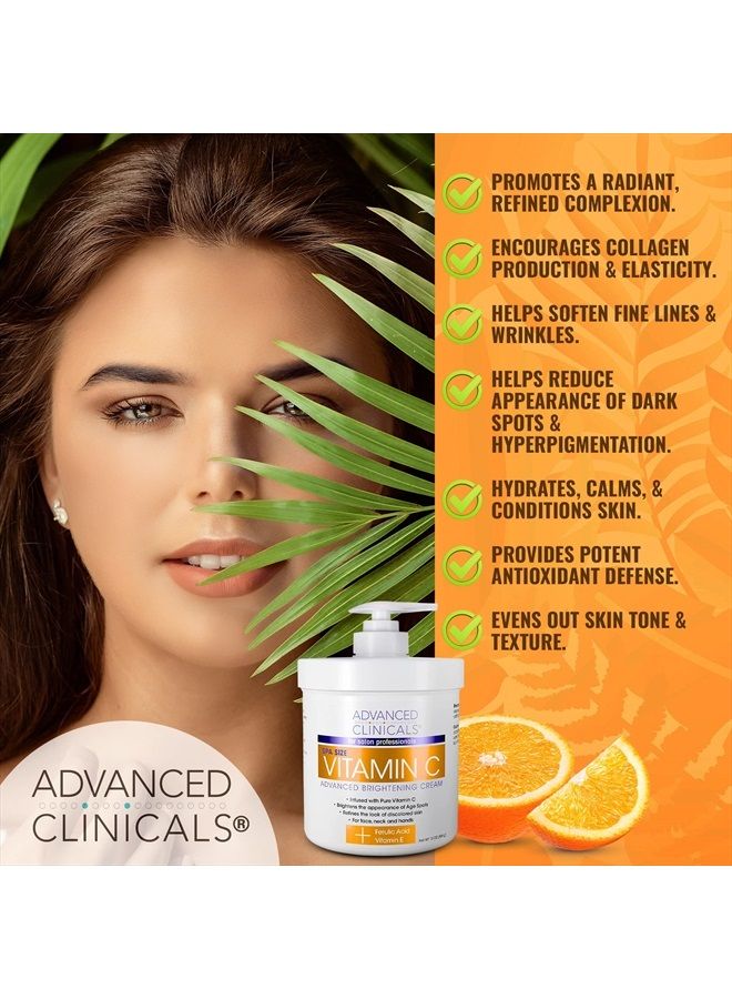 Advanced Clinicals كريم الجسم بفيتامين C + لوشن مرطب عسل مانوكا 2-باك مجموعة العناية بالبشرة. كريمات مضادة للشيخوخة للجسم والوجه للبشرة الجافة، التجاعيد، الخطوط الدقيقة، وبقع العمر، 16 أونصة (حزمة 2-باك) - Image 3