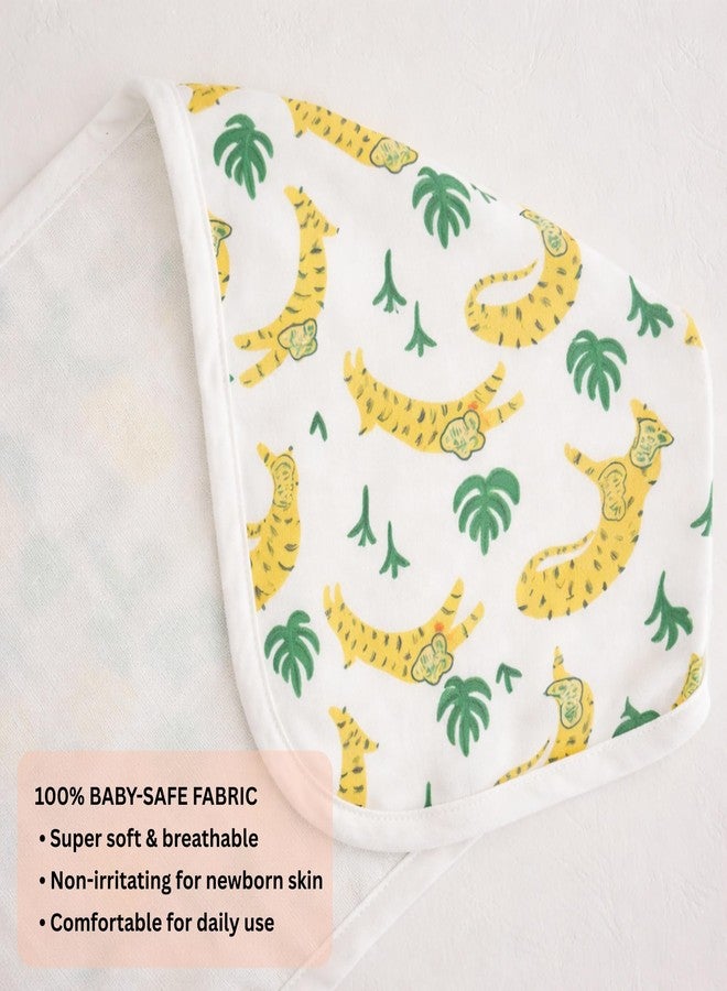 Nestlooms 100% Organic Cotton Muslin Baby Burp Cloths (21 X 10 inches), Extra Absorbent Hankies & Napkins, Large Size Burping Cloth for Newborns & Infants (Combo of 2 Jungle Paws & Goldfish Bubbles) - Image 2