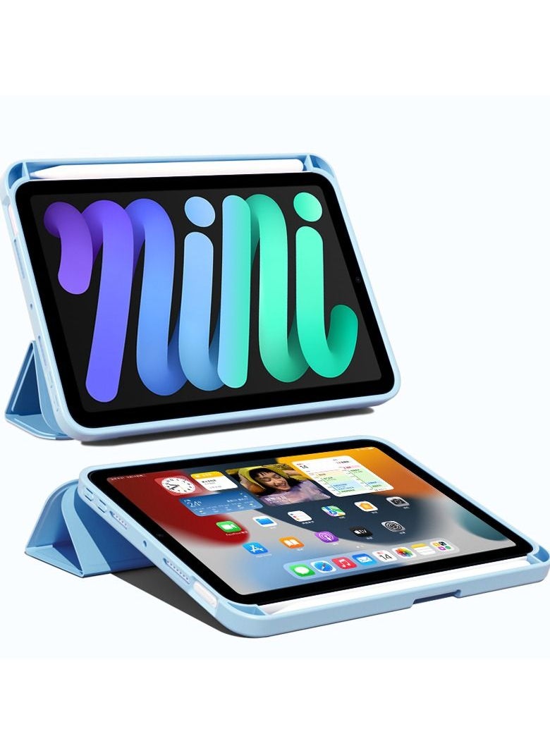 iPad Mini 6 Cover with Pencil Holder Silicone Smart Folding Case Compatible with Apple iPad Mini 6 2021 8.3 Inch