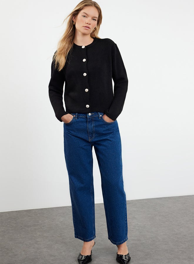 trendyol Black Basic Jacket Look Knitted Cardigan - Image 2