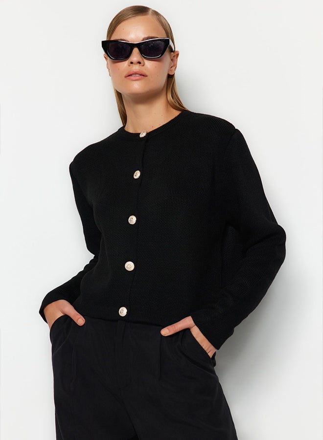 trendyol Black Basic Jacket Look Knitted Cardigan - Image 5