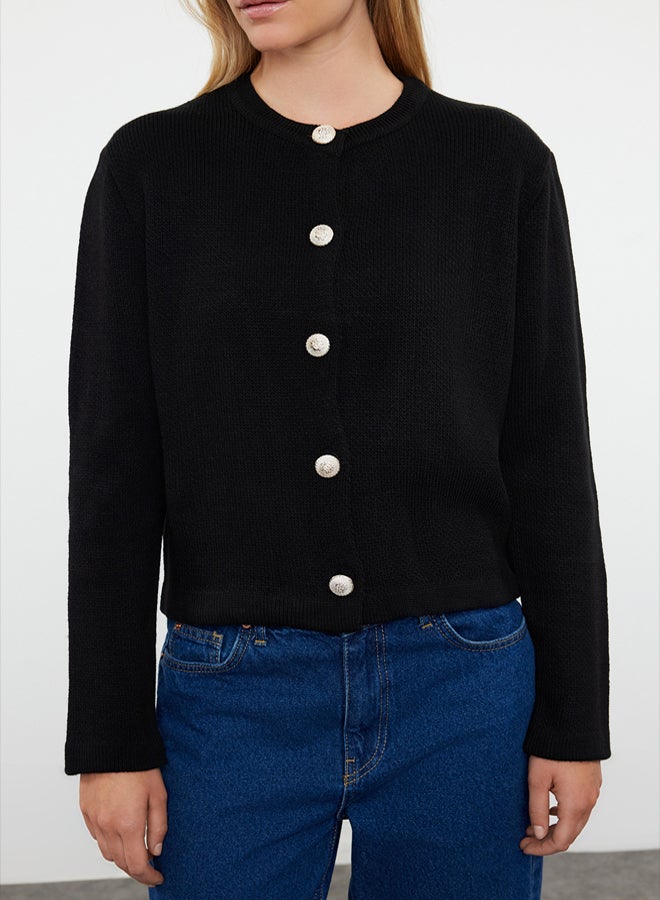 trendyol Black Basic Jacket Look Knitted Cardigan - Image 3