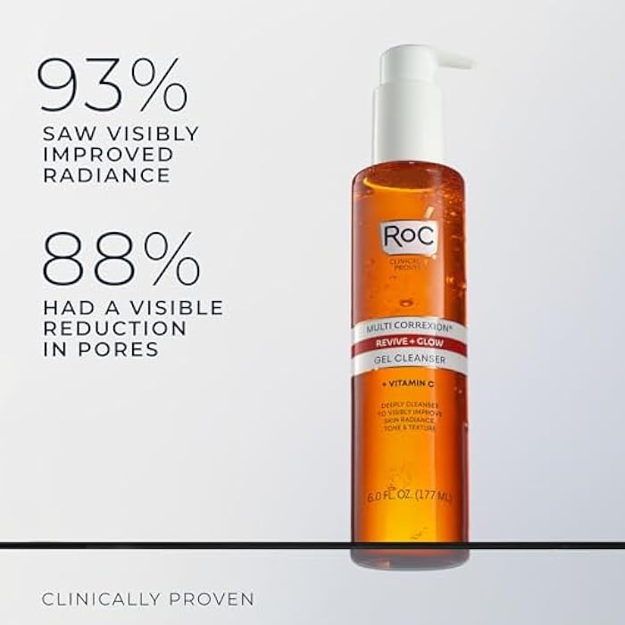 RoC Multi Correxion Revive + Glow Gel Vitamin C Cleanser, Face Wash, Facial Cleanser with Glycolic Acid, Paraben-Free, Sulfate-Free Skin Care - 6 Ounces - Image 3