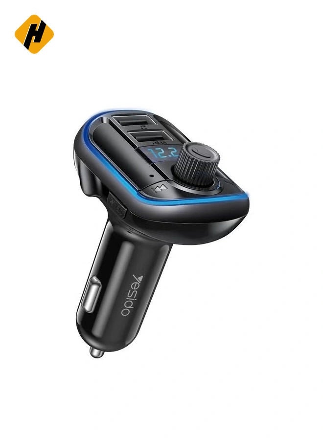 HuHa Yesido Y44 Bluetooth V5.0 FM Transmitter 3.1A Dual USB Car Charger RGB Backlit Light LED Digital Display Wireless Radio Adapter HiFi Music Play Car Kit with Mic Hands Free Calls - Image 4