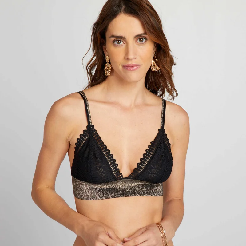 Kiabi Non-Wired Lace Triangle Bra Black