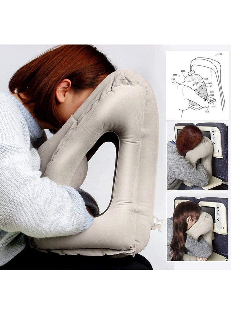 1PCS Travel Pillow for Airplane Inflatable Neck Pillow Portable Compact Head Support Pillow for Travel Ideal for Airplane Car Bus Train Office Home Use Ergonomic Design  - Image 4