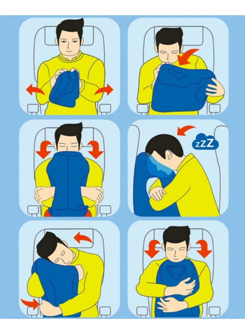 1PCS Travel Pillow for Airplane Inflatable Neck Pillow Portable Compact Head Support Pillow for Travel Ideal for Airplane Car Bus Train Office Home Use Ergonomic Design  - Image 5