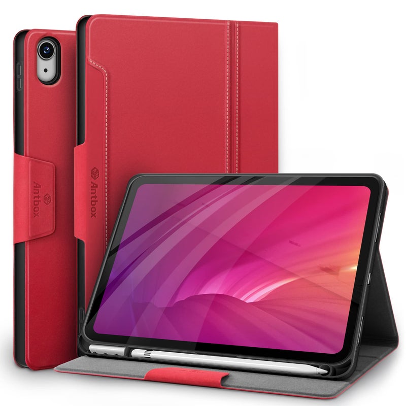 Antbox Case for iPad (A16) 11th Generation 11'' 2025/iPad 10th Generation 10.9'' 2022 with Built-in Pencil Holder Auto Sleep/Wake Function PU Leather Smart Cover (Red) - Image 1
