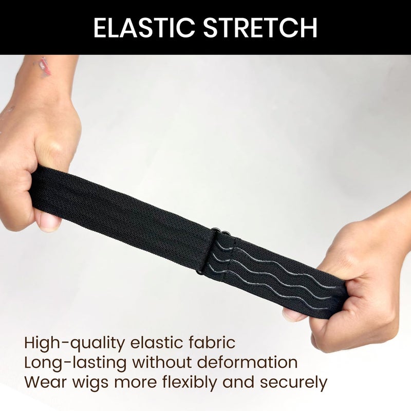 Jozlynn Adjustable Elastic Wig Band with Hooks No Slip Band for Glueless Wigs Black Lace Front Wig Strap for Wigs Making 3Pcs (Black) - Image 5