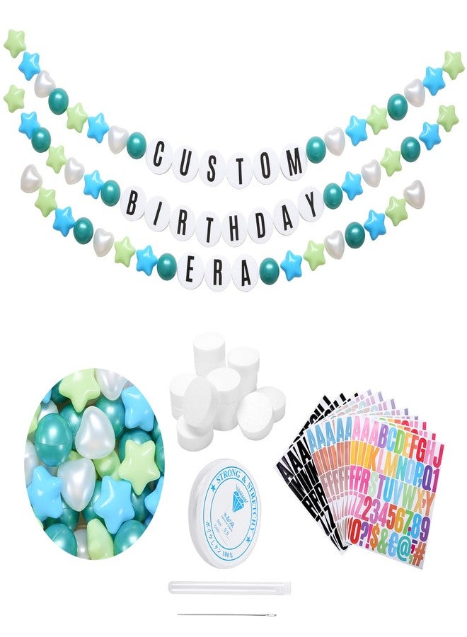 STARBOLO DIY Giant Friendship Bracelet in My Birthday Era Banner Birthday Banner Famous Singer Customizable Banner Garland Decor Foam Circles Ball Plastic Balls DIY Supplies(Green) - Image 1