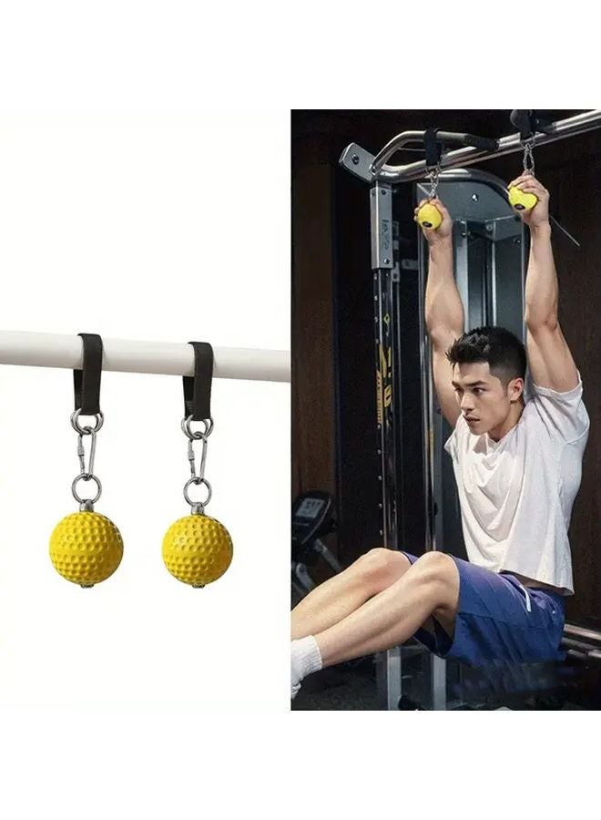 2 76inch Yellow PU Ball Pair With Hooks For Grip Strength And Wrist Exercises - Image 1