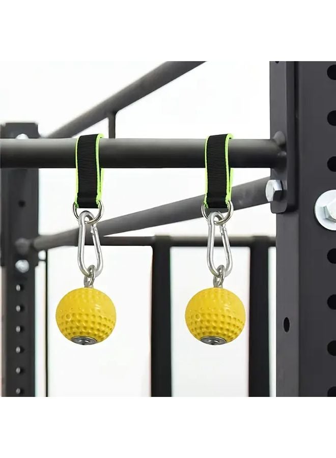 2 76inch Yellow PU Ball Pair With Hooks For Grip Strength And Wrist Exercises - Image 2