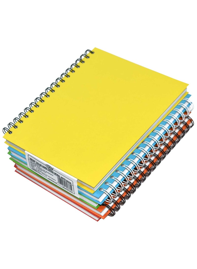 FIS Pack of 5  Spiral Hard Cover Notebook 9X7 Inches (22.86 X 20.32 CM) Single Line,With Border,150 Sheets -Assorted Color -FSNBS97N150ASST - Image 1