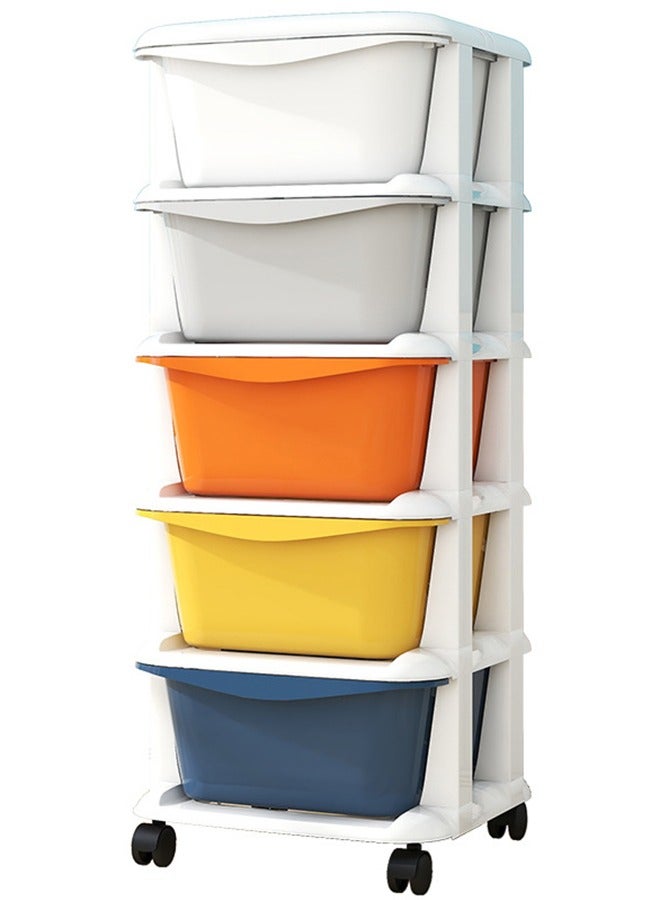 Haidue Multicolor 5-Drawer Plastic Rolling Cabinet Clothes Storage Box Organizer with Wheels for Toys Kitchen Container Bathroom Living Room Office and Playroom  - Image 1