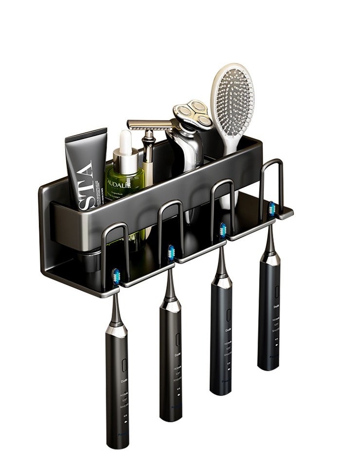 Aideli Toothbrush Holders for Bathrooms, 4 Cups Toothbrush Holder Wall Mounted  Large Capacity Tray, Cosmetic Drawer - Tooth Brushing Holder & Bathroom Accessories  - Image 1