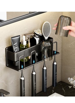 Aideli Toothbrush Holders for Bathrooms, 4 Cups Toothbrush Holder Wall Mounted  Large Capacity Tray, Cosmetic Drawer - Tooth Brushing Holder & Bathroom Accessories  - Image 2