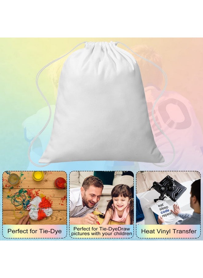 Saintrygo Saintrygo 6 Pieces Tie Dye Cotton Drawstring Bags Drawstring Tote Backpack Items to Tie Dye DIY Birthday Party Favor Bags (White)  - Image 3